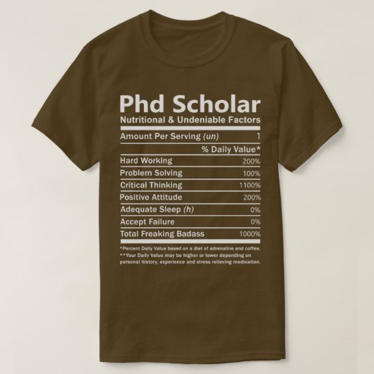 Phd Scholar Nutritional and Undenable Factors Gif T-shirt (Design voorkant)