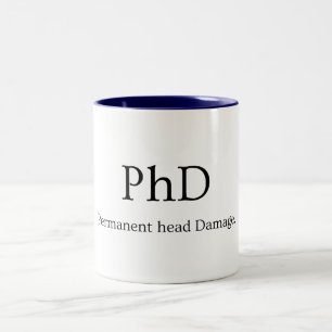 PhD Student Life Permanente hoofdbeschadiging Tweekleurige Koffiemok