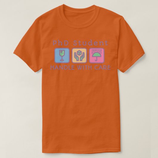 PhD studentenhandvat met zorg T-shirt (Design voorkant)