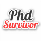 PhD Survivor Typografie rood zwart Sticker (Voorkant)