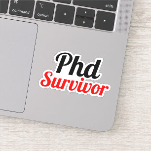 PhD Survivor Typografie rood zwart Sticker