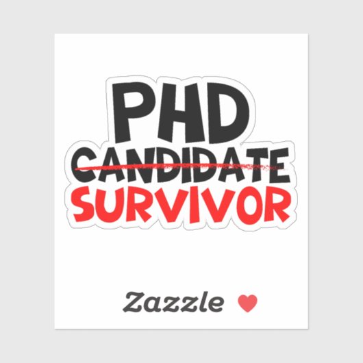 PhD Survivor Typografie rood zwart Sticker (Vel)