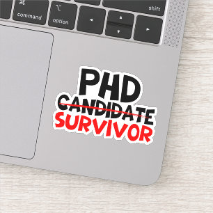 PhD Survivor Typografie rood zwart Sticker