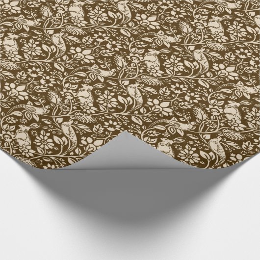 Pheasant and Hare Pattern, Brown and Beige Cadeaupapier (Hoek)
