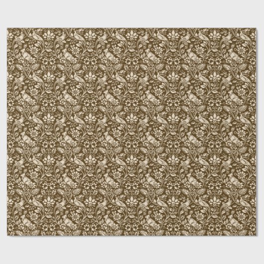 Pheasant and Hare Pattern, Brown and Beige Cadeaupapier (Vlak)