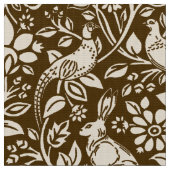 Pheasant and Hare Pattern, Brown and Beige  Stof (Close Up)