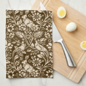 Pheasant and Hare Pattern, Brown and Beige Theedoek (Quarter Fold)