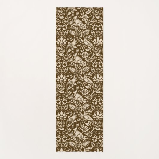Pheasant and Hare Pattern, Brown and Beige Yogamat (Voorkant)