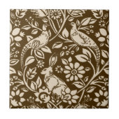 Pheasant and Hare Pattern, Brown and Cream Tegeltje (Voorkant)
