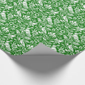 Pheasant and Hare Pattern, Emerald Green en White Cadeaupapier (Hoek)