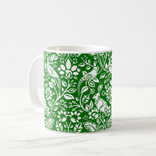 Pheasant and Hare Pattern, Emerald Green en White Koffiemok