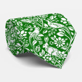 Pheasant and Hare Pattern, Emerald Green en White Stropdas (Opgerold)