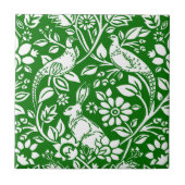 Pheasant and Hare Pattern, Emerald Green & White Tegeltje (Voorkant)