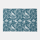 Pheasant and Hare Pattern, Indigo Blue en White D Deurmat (Voorkant)