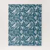 Pheasant and Hare Pattern, Indigo Blue en White Legpuzzel (Verticaal)