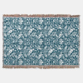 Pheasant and Hare Pattern, Indigo Blue en White T Deken (Voorkant)