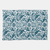 Pheasant and Hare Pattern, Indigo Blue en White Theedoek (Horizontaal)