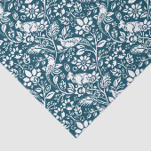Pheasant and Hare Pattern, Indigo Blue en White Tissuepapier (Detail)