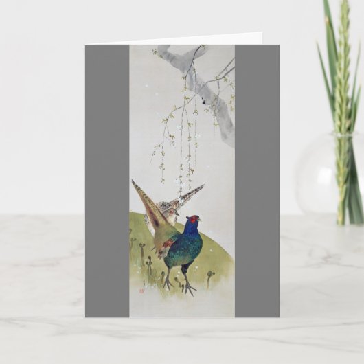 Pheasant and Weeping Cherry Tree, Watanabe Seitei Kaart (Voorkant)