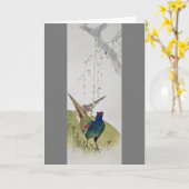 Pheasant and Weeping Cherry Tree, Watanabe Seitei Kaart (Gele Bloem)