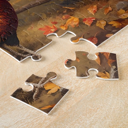 Pheasant Bird Autumn Mountain Sunset Painting Legpuzzel (Zijkant)