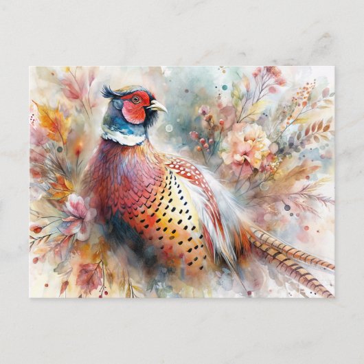 Pheasant Bird en Herfst Foliage Briefkaart (Voorkant)
