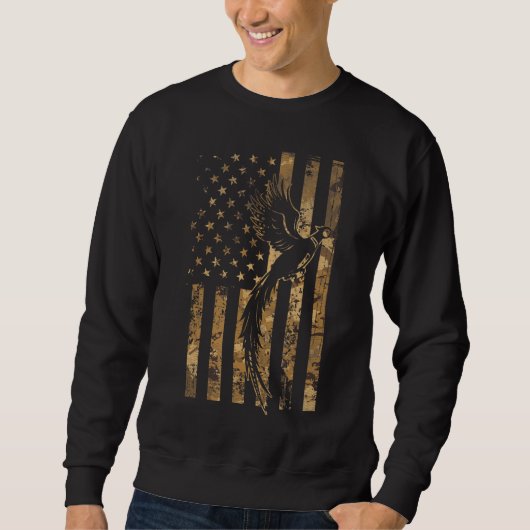 Pheasant Bird Hunter American Flag Camouflage Phea Trui (Voorkant)