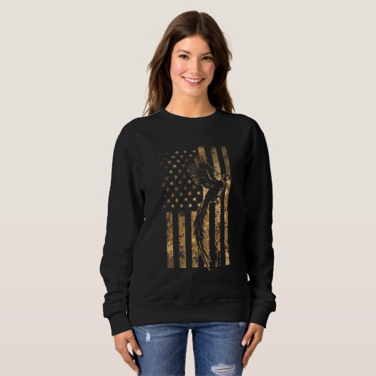 Pheasant Bird Hunter American Flag Camouflage Phea Trui (Voorkant volledig)