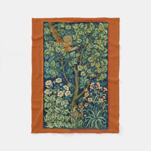 Pheasant Bird in a Tree (door William Morris) Fleece Deken (Voorkant)