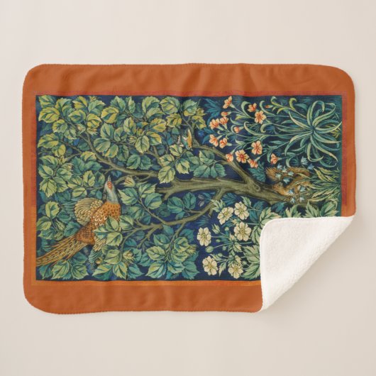 Pheasant Bird in a Tree (door William Morris) Sherpa Deken (Voorkant (horizontaal))