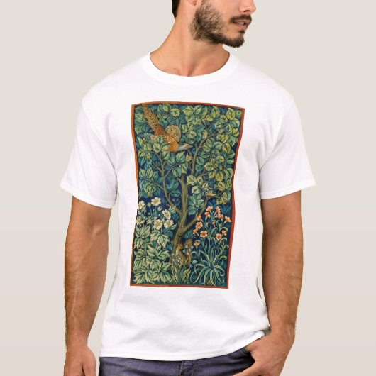 Pheasant Bird in a Tree (door William Morris) T-shirt (Voorkant)