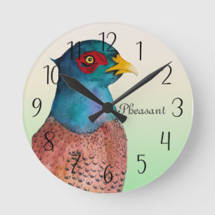 Pheasant Bird Waterverf Painting Watch Ronde Klok