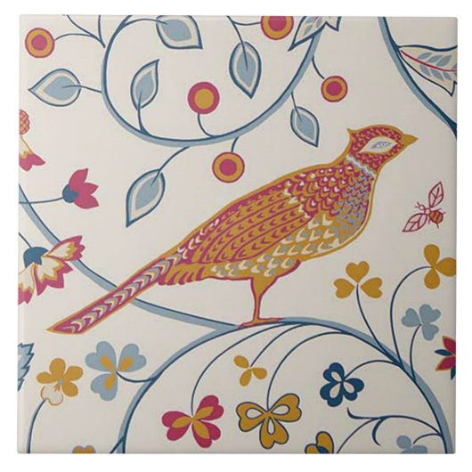 Pheasant Bird, William Morris Tegeltje (Voorkant)
