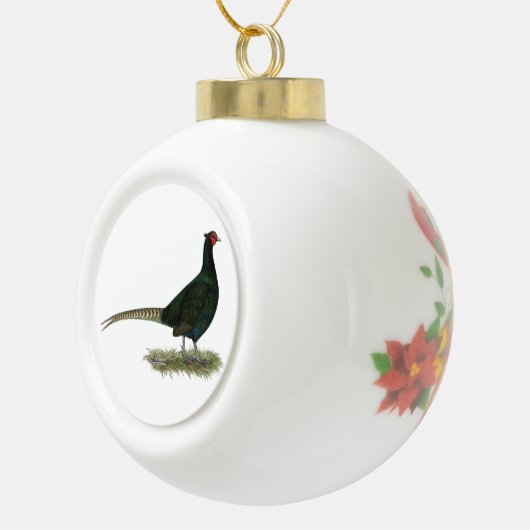 Pheasant Black Rooster Keramische Bal Ornament (Rechts)