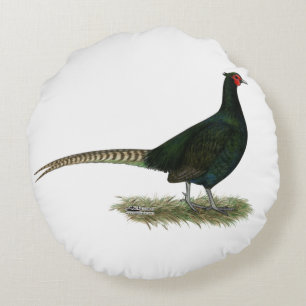 Pheasant Black Rooster Rond Kussen