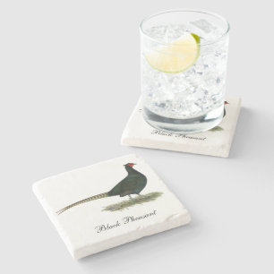 Pheasant Black Rooster Stenen Onderzetter