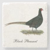 Pheasant Black Rooster Stenen Onderzetter (Voorkant)