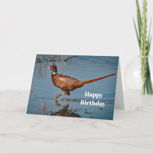 Pheasant Blue Water Photo Birthday Kaart