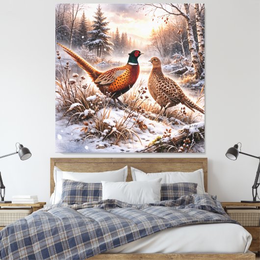 Pheasant canvas afdruk (Insitu (Slaapkamer))