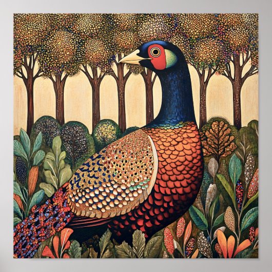 Pheasant Cottagecore  schilderij Print (Voorkant)