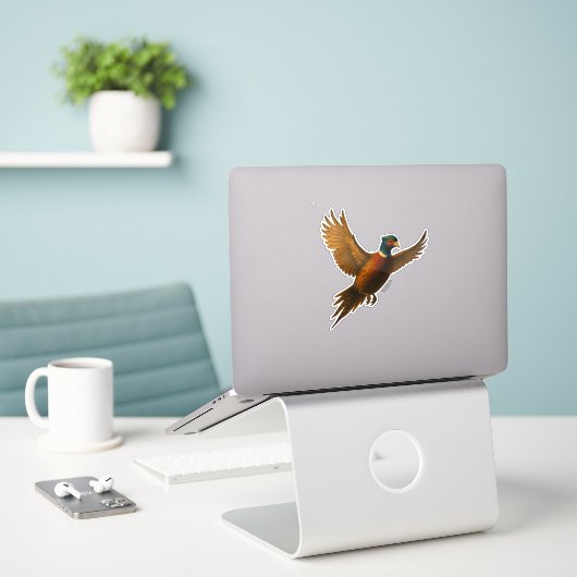 Pheasant Cut-out Sticker (Laptop op bureau)