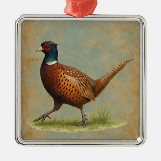 Pheasant design Christmas tree decoration Metalen Ornament (Voorkant)