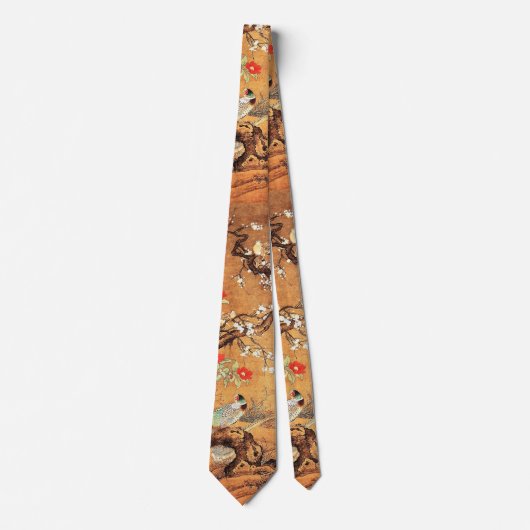 Pheasant en camellia orientale chinese inktkunst s stropdas (Voorkant)