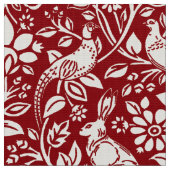 Pheasant en hare Patroon, diep rood en crème Stof (Close Up)