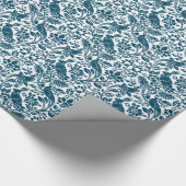 Pheasant en hare Patroon, wit en donkerblauw Cadeaupapier (Hoek)