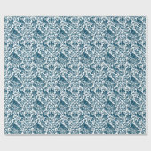 Pheasant en hare Patroon, wit en donkerblauw Cadeaupapier (Vlak)