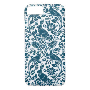 Pheasant en hare Patroon, wit en donkerblauw iPhone 8/7 Hoesje