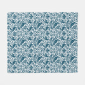 Pheasant en hare Patroon, wit en donkerblauw Fleece Deken (Voorkant (Horizontaal))