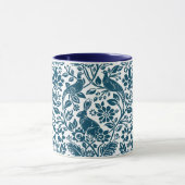 Pheasant en hare Patroon, wit en donkerblauw Mok (Midden)