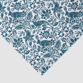 Pheasant en hare Patroon, wit en donkerblauw Tissuepapier (Detail)